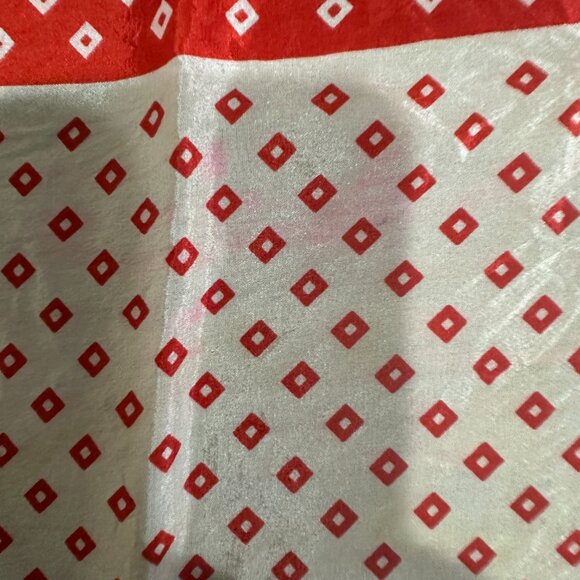 Vintage Diane Von Furstenberg silk scarf red and white 22" - Picture 4 of 6